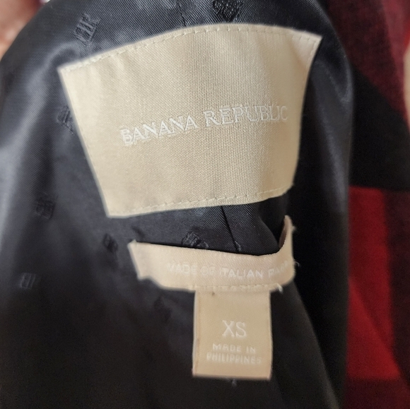 Banana Republic Red Buffalo Plaid Wool Blend Trench Coat XS - Picture 4 of 7